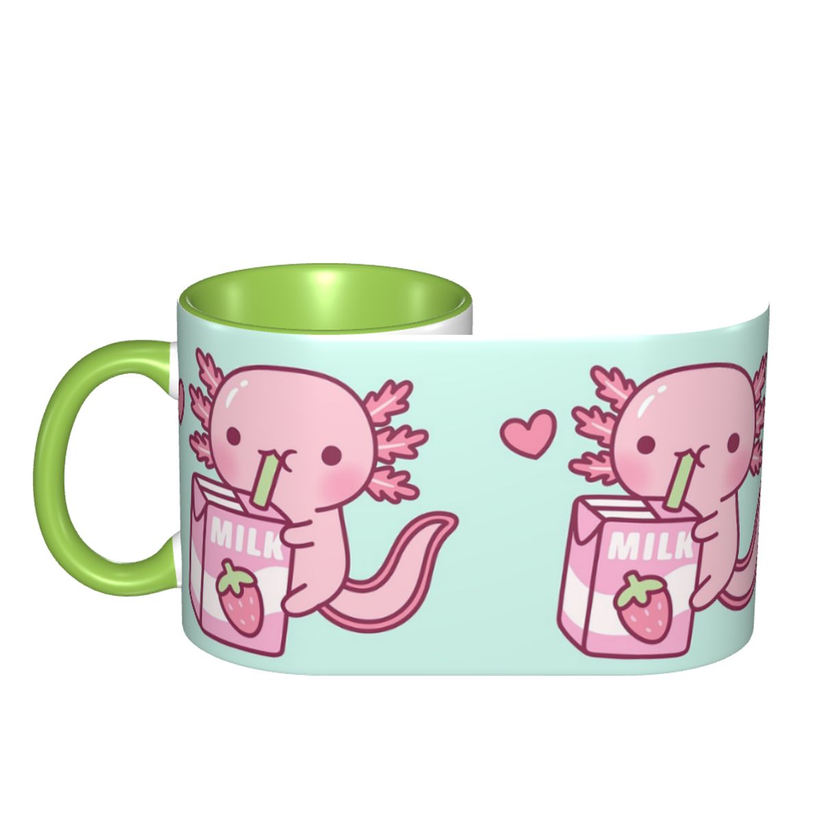 Coffee Tea Love - Милая кружка с аксолотлем, любящим клубничное