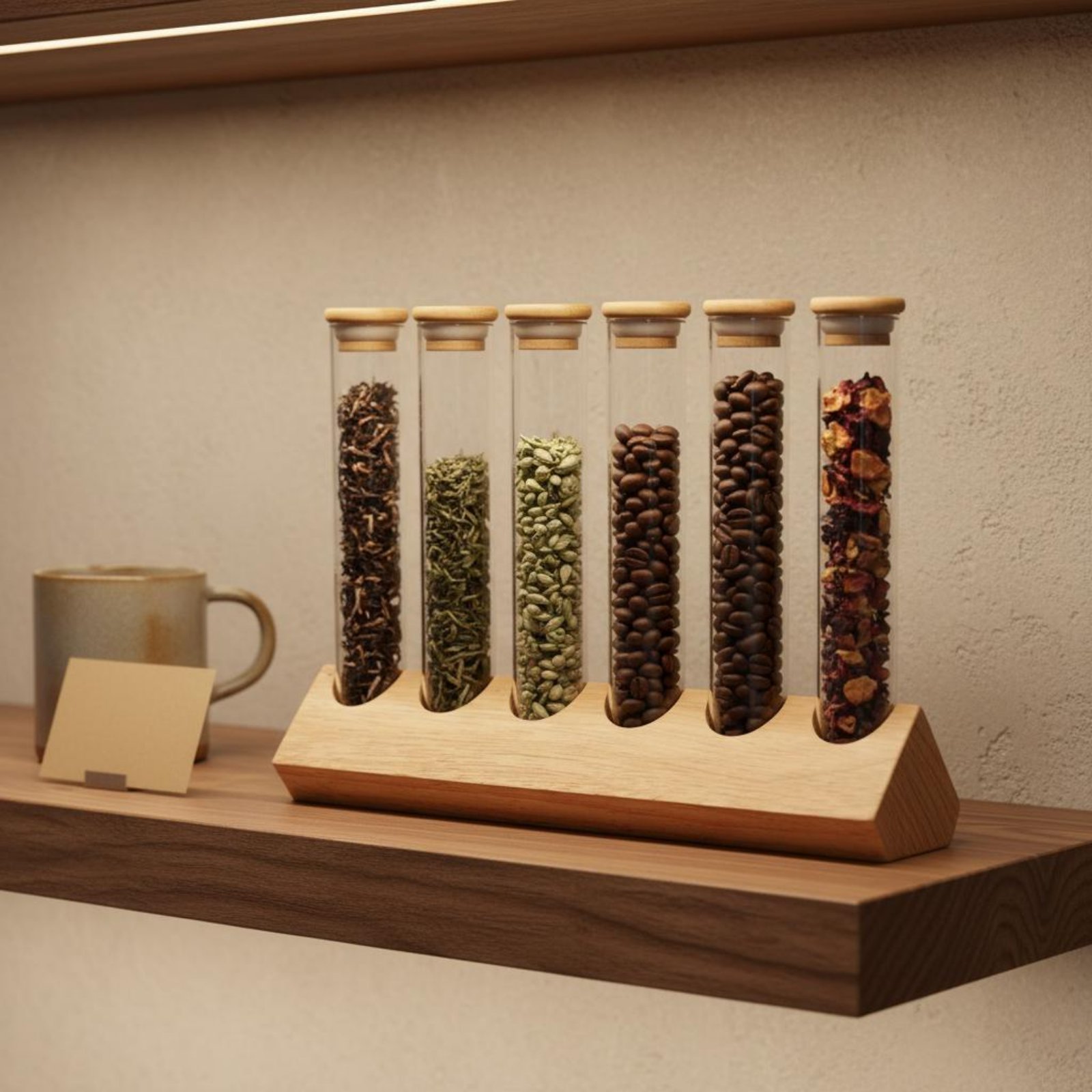 Coffee Bean & Tea Menu - Набор стеклянных емкостей с деревянной подставкой: